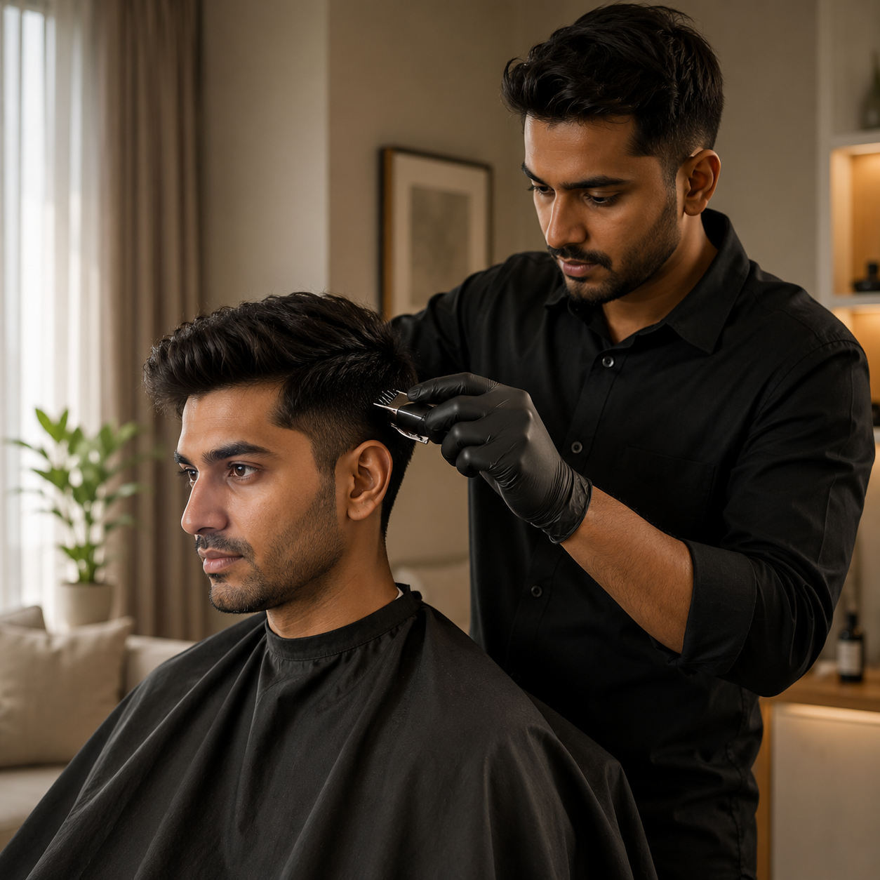 Haircut and beard styling at home